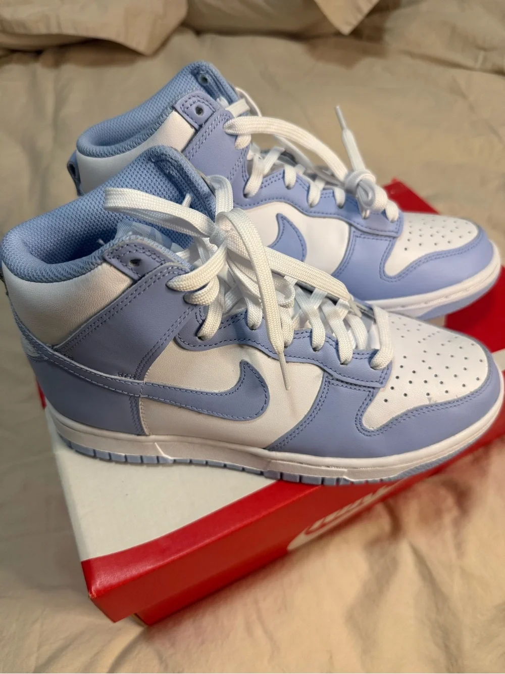 Nike Women’s High Top Sneakers — White and Light Blue